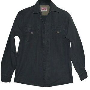 Wrangler Shirt Mens Size Small Gray button down long sleeve 100% Cotton